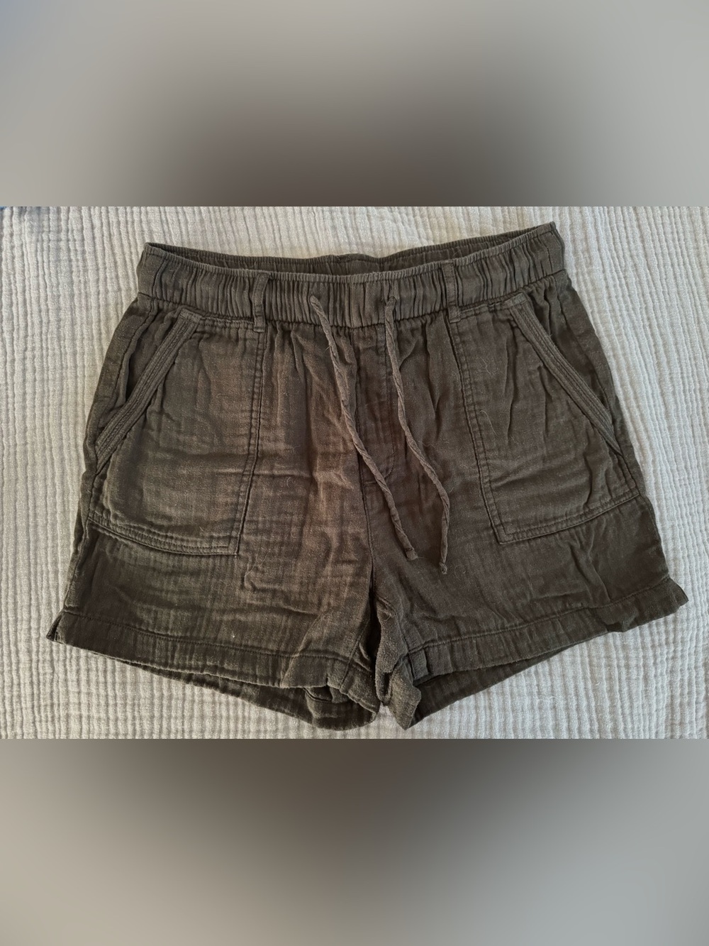 Comfy Black Cotton Double Gauze Pull-On Shorts Size Medium